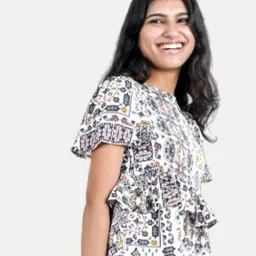 BAESD Girls Floral Printed Round Neck Flared Sleeves Ruffles Top-picture-11