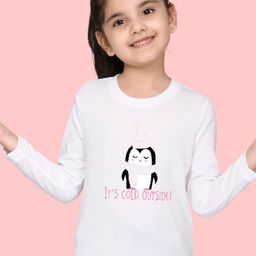 NUSYL Girls Penguin Printed Full Sleeves T-shirt-picture-36