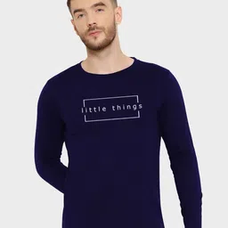T-SHIRT TRUCK Men Navy Blue Typography Extended Sleeves T-shirt-image-87