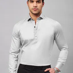 LOUIS STITCH spread collar Long Sleeves Semiformal Cotton Shirt-picture-20