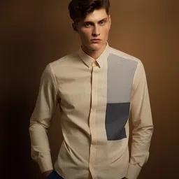 HE SPOKE Men Smart Tailored Fit Colourblocked Spread Collar Twill Cotton Formal Shirt-6