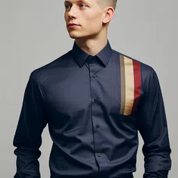 HE SPOKE Smart Tailored Fit Colourblocked Cotton Formal Shirt-picture-39