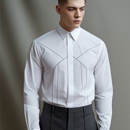 HE SPOKE Smart Tailored Fit Geometric Printed Twill Weave Cotton Formal Shirt-image-33