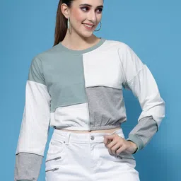 Athena Women Colourblocked Cotton Sweatshirt-picture-23