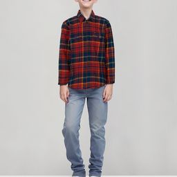 Gini and Jony Boys Spread Collar Checked Cotton Shirt-19