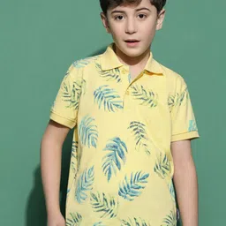 Lil Tomatoes Boys Tropical Printed Polo Collar T-shirt-image-100