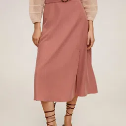 MANGO Dusty Pink A-Line Sustainable Skirt-image-23