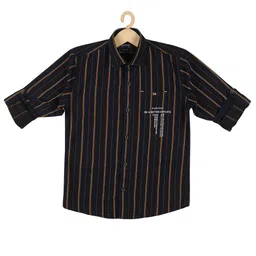 CAVIO Boys Gold-Toned Striped 100 % Cotton Casual Shirt-image-21