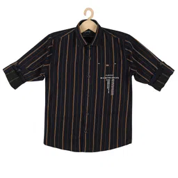 CAVIO Boys Gold-Toned Striped Casual Shirt with roll-up sleeve-image-19