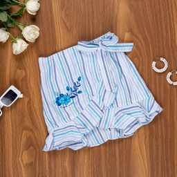 Purple United Kids Girls Striped Pure Cotton Tulip Mini Skirt-image-47