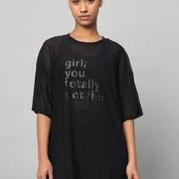 MKH Typography Printed Drop-Shoulder Sleeves Dri-FIT Relaxed Fit Sports T-shirt-image-5