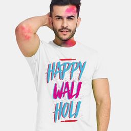 BonOrganik Men White Happy Wali Holi Printed T-shirt-image-38