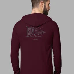 BULLMER Men Burgundy Typography Printed Cotton T-shirt-image-0