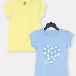 YK Girls Pack Of 2 Floral Printed Cotton T-shirt-image-68