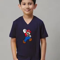 Friskers Boys Printed Short Sleeves V-Neck Regular Fit Cotton T-shirt-image-87