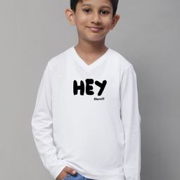 Friskers Boys White Typography Printed V-Neck Applique T-shirt-image-16