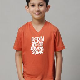 Friskers Boys Typography Printed V-Neck Skin Friendly Bio-Wash Pure Cotton T-Shirt-image-80