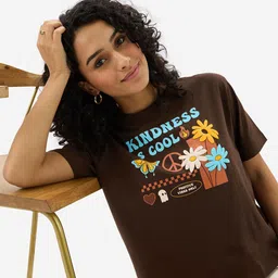 The Souled Store Women Graphic Printed Round Neck Pure Cotton T-shirt-picture-43