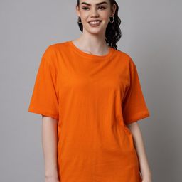 Funday Fashion Drop-Shoulder Sleeves Oversized Cotton T-shirt-23