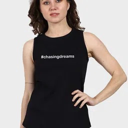 T-SHIRT TRUCK Typography Printed Sleeveless Cotton T-shirt-image-93