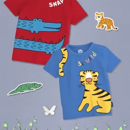 Nauti Nati Boys Pack Of 2 Graphic Printed Antimicrobial Cotton T-shirt-image-25