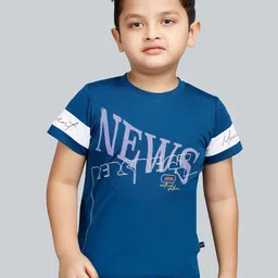 3PIN Boys Typography Printed Round Neck Short Sleeves Regular T-shirt-11