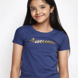 V-Mart Girls Typography Printed Cotton T-shirt-picture-29