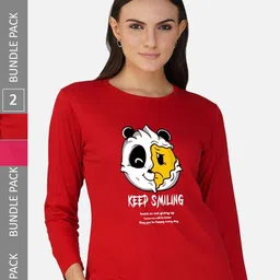 CHOZI Pack Of 2 Printed Regular Fit Cotton Casual T-shirt-image-80