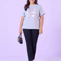 Big Hello - The Plus Life Typography Printed Cotton T-shirt-picture-7