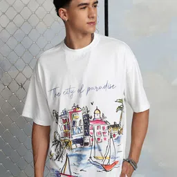 HIGHLANDER Graphic Printed Drop-Shoulder Sleeves Oversized T-shirt-image-4