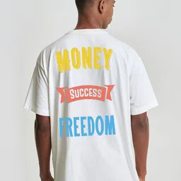 Imsa Moda Typography Printed Drop-Shoulder Oversized Cotton T-shirt-image-11