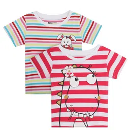 Bodycare Kids Girls Assorted 2 Striped Cotton T-shirts-image-39