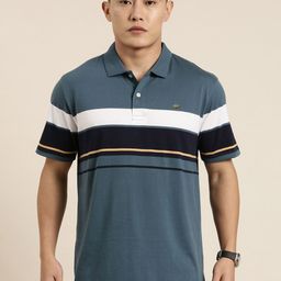 Joven Striped Polo Collar Cotton T-Shirt-image-43