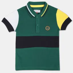 U S Polo Assn Kids Boys Green Striped Polo Collar Applique T-shirt-image-14