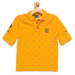 CAVIO Boys Yellow Printed Polo Collar T-shirt-image-12