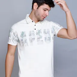Fort Collins Men Typography Printed Polo Collar Cotton T-shirt-image-64