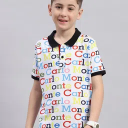 Monte Carlo Boys Typography Printed Polo Collar Cotton T-shirt-image-40
