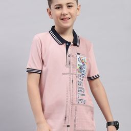 Monte Carlo Boys Typography Printed Polo Collar Cotton T-shirt-image-35