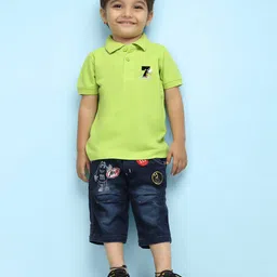 NUSYL Kids Polo Collar Typography Printed T-shirt-image-88