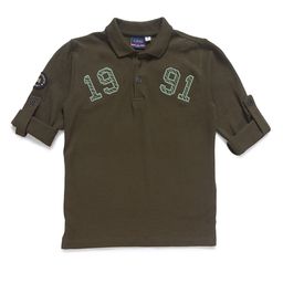 CAVIO Boys Green Typography Polo Collar Applique T-shirt-image-83