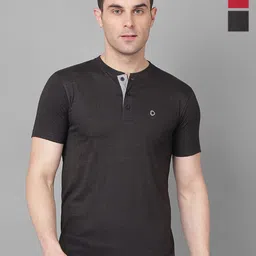 Dollar Pack Of 2 Henley Neck Cotton T-shirt-image-26
