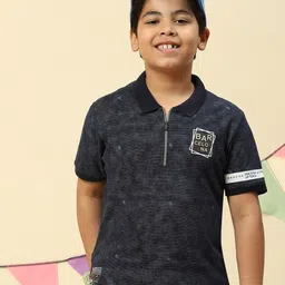 Monte Carlo Boys Abstract Printed Polo Collar Pure Cotton T-shirt-image-63