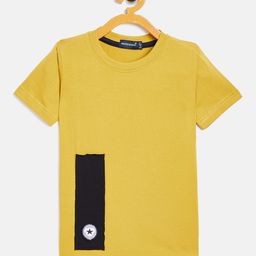 Rodzen Boys Yellow & Black Colourblocked Pure Cotton T-shirt-image-49