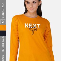 CHOZI Pack Of 2 Typographic Printed Long Sleeves Cotton T-shirt-picture-22