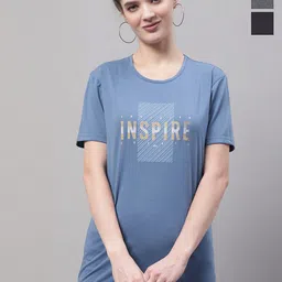 VIMAL JONNEY Pack Of 3 Typography Printed Round Neck Short Sleeves Cotton T-shirts-image-64