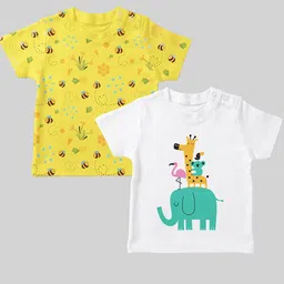Mojua Kids Set Of 2 Graphic Printed Bio Finish Cotton T-shirt-18