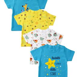 Mojua Kids Pack Of 4 Conversational Printed Bio Finish Cotton Sports T-shirts-image-10