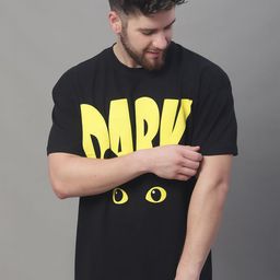 DOOR74 Typography Printed Short Sleeves Raw Edge Cotton Oversized T-shirt-image-4