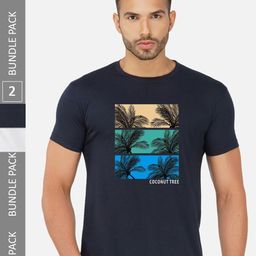 CHOZI Pack Of 2 Typography Printed Round Neck Cotton T-shirts-image-64