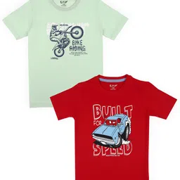 BAESD Boys Pack Of 2 Graphic Printed Round Neck Cotton Casual T-shirt-image-6